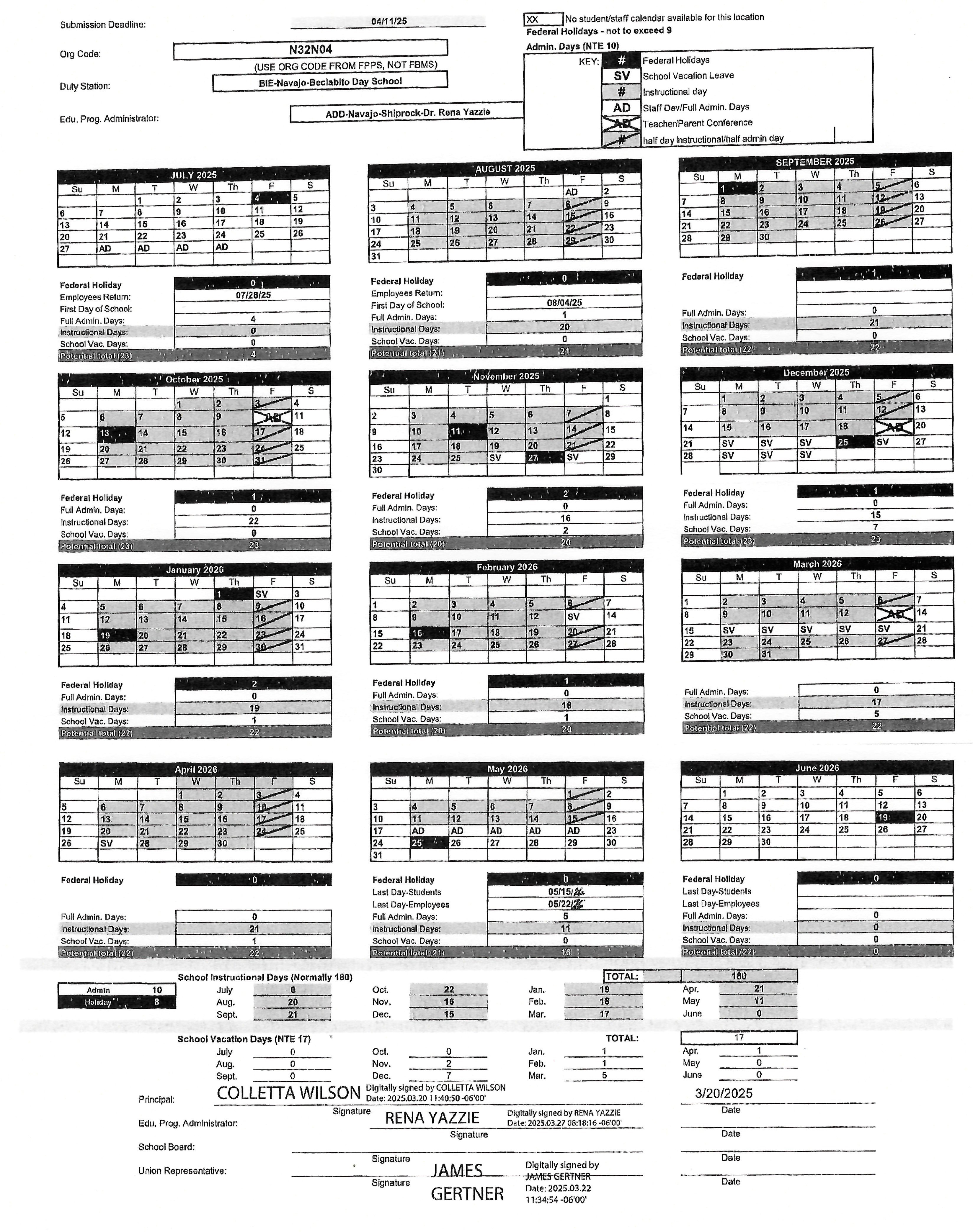 SY 2025-2026 Calendar