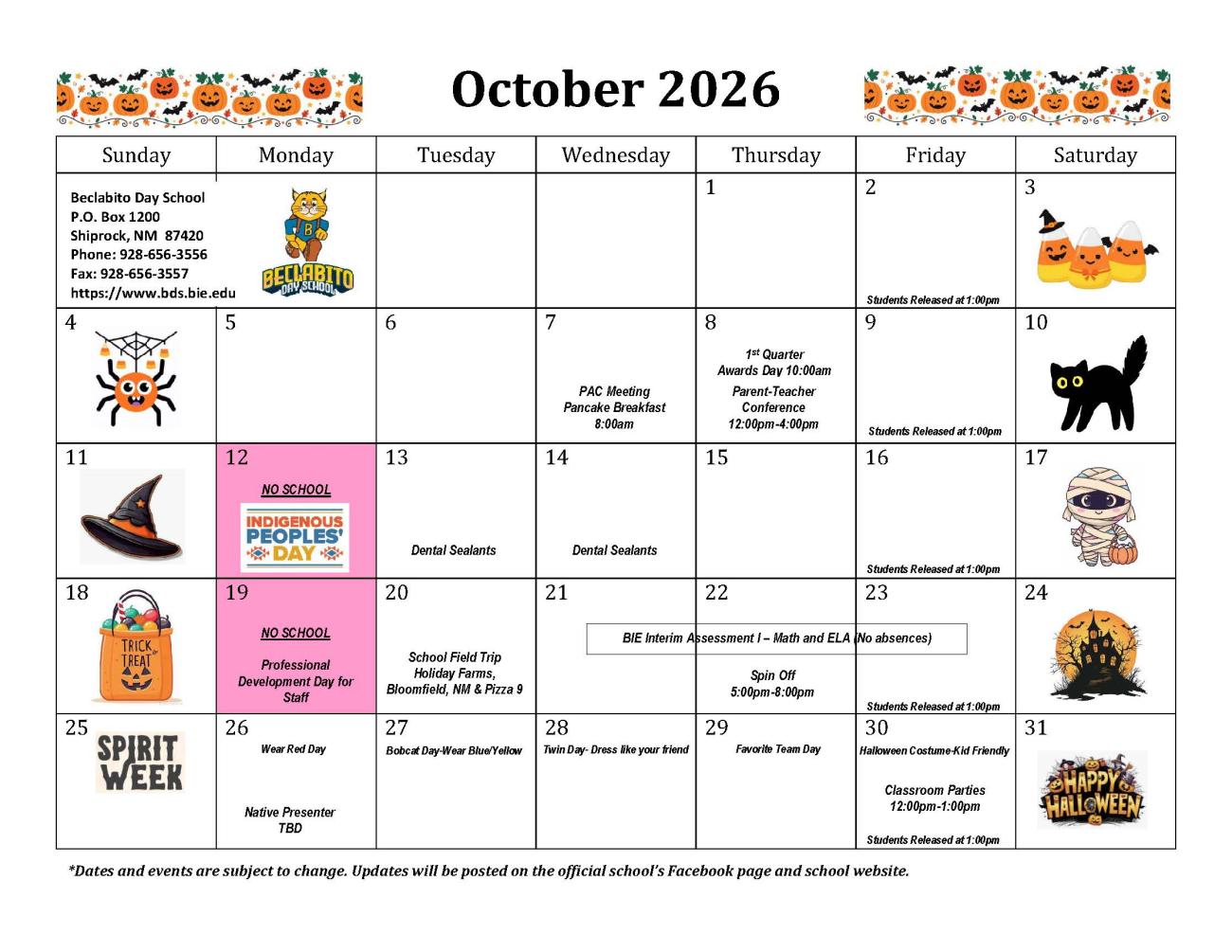 October 2026 Calendar